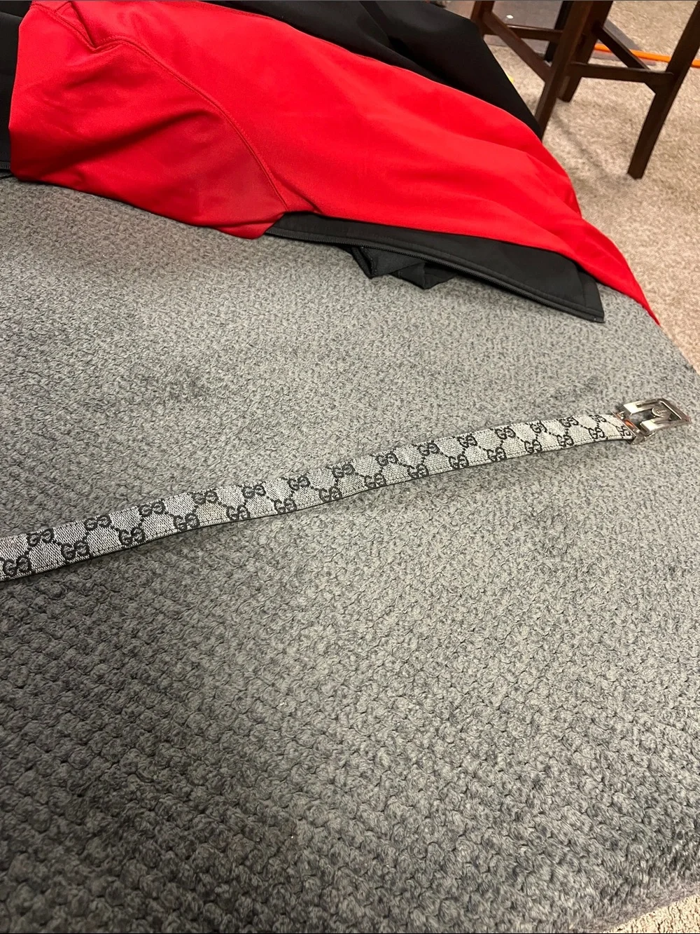 Gucci Black and Grey GG Monogram Buckle Belt